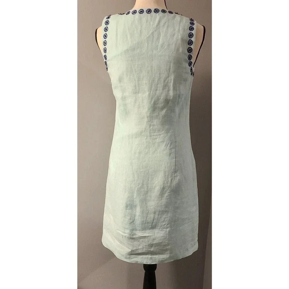 WOMENS VINEYARD VINES LINEN EMBROIDERED BEADED SLEEVELESS DRESS SZ 2 - Picture 4 of 6